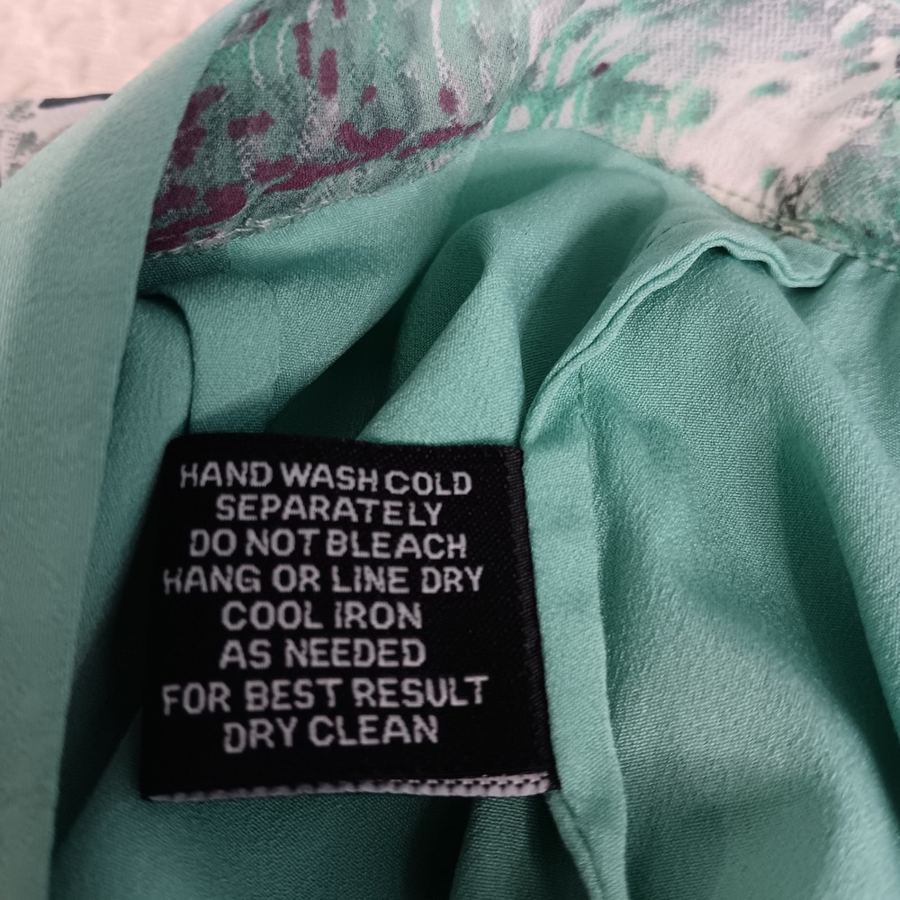 W118 Walter Baker Teal Gray Water Color Print Maxi skirt Partially Lined Small - Picture 5 of 13